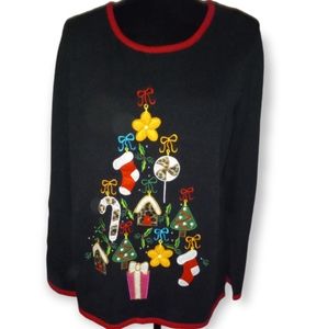 Women's Black Heirloom Traditions Ugly Christmas Sweater size 1X